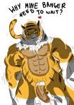  banger english_text feline hi_res knot male mammal sausage text tiger tiger371 
