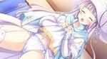  16:9 1girl blush eyes_closed game_cg hat ko~cha long_hair navel panties purple_hair skirt skirt_lift thighhighs underwear witch&#039;s_garden witch's_garden witch_hat yukimura_suzuno 