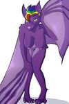  anthro bat bent_over big_breasts breasts cassie claws color digital digitigrade ear_piercing female front fur green_eyes hair hanging_breasts looking_at_viewer mammal multi-colored_hair nipples nude piercing pink_nose plain_background purple_fur rainbow_hair realistic_wings smile solo standing toe_claws watermark white_background wings 