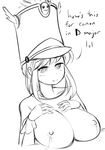  :3 alternate_breast_size blush breast_rest breasts breasts_outside cleavage english hat jakuzure_nonon kill_la_kill lactation large_breasts maullarmaullar nipples shako_cap short_hair sidelocks sketch smile solo 