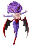  1girl alternate_color alternate_hair_color anime_coloring armpits artist_request bare_shoulders bat_print bat_wings boots breasts bridal_gauntlets capcom cleavage demon_girl elbow_gloves female floating_hair full_body gloves head_wings highres large_breasts leotard long_hair morrigan_aensland official_art outstretched_arms pantyhose patterned_legwear photoshop print_legwear project_x_zone purple_hair purple_legwear red_eyes simple_background solo spread_arms standing_on_one_leg succubus transparent_background vampire_(game) wings 