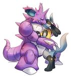  ? canine female haychel holding invalid_tag jackal kissing lucario male mammal mouse nidoking nintendo pok&#233;mon pok&eacute;mon rodent size_difference standing straight tongue video_games 