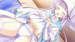  16:9 1girl blush eyes_closed game_cg hat ko~cha long_hair navel panties purple_hair skirt skirt_lift thighhighs underwear witch&#039;s_garden witch's_garden witch_hait witch_hat yukimura_suzuno 