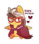  &lt;3 a._k._yearling_(mlp) black_hair chibi chubby cute daring_do_(mlp) equine eyewear female feral friendship_is_magic frown fur glasses grey_hair hair hat horse lifeloser mammal my_little_pony pegasus plain_background pony purple_eyes solo white_background wings 