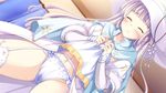  16:9 1girl blush eyes_closed game_cg hat ko~cha long_hair navel panties purple_hair skirt skirt_lift thighhighs underwear witch&#039;s_garden witch's_garden witch_hait witch_hat yukimura_suzuno 