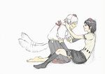  animal_ears bad_id bad_pixiv_id barefoot black_hair feet hat inubashiri_momiji kobuushi multiple_girls shameimaru_aya short_hair skirt socks tail tail_wagging touhou white_hair wolf_ears wolf_tail 