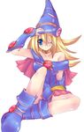  blonde_hair blue_eyes blue_footwear blue_leotard boots dark_magician_girl duel_monster leotard one_eye_closed pentacle solo umitosoratomoe yuu-gi-ou yuu-gi-ou_duel_monsters 