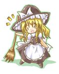  blonde_hair broom chibi hat hat_ribbon kirisame_marisa ribbon solo tilde_(ice_cube) touhou witch_hat 