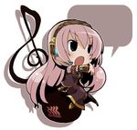  chibi headset long_hair megurine_luka music pink_hair rikuta singing solo treble_clef very_long_hair vocaloid 