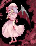  asana bat_wings blue_hair hat remilia_scarlet short_hair solo touhou wings 