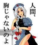  asana blue_eyes braid hair_ribbon long_hair ribbon silver_hair solo touhou translated yagokoro_eirin 