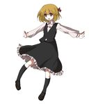  bad_id bad_pixiv_id blonde_hair hair_ribbon kame kneehighs outstretched_arms red_eyes ribbon rumia socks solo spread_arms touhou 