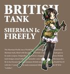  acea4 bare_shoulders blush cannon first_aid_kit headset heterochromia mecha_musume military original personification sherman_firefly_(personification) skirt solo thighhighs world_war_ii zettai_ryouiki 