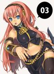  bad_id bad_pixiv_id blue_eyes breasts covered_nipples detached_sleeves headset large_breasts long_hair megurine_luka midriff nagase_haruhito nail_polish pink_hair purple_nails solo thighhighs vocaloid 