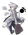  animal_ears backpack bag baseball_bat blood cat_ears copyright_request grey_eyes grey_hair jacket satomi solo 