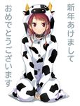  akeome animal_costume animal_print cow_costume cow_print happy_new_year kujikawa_rise new_year persona persona_4 solo translated tsuji_yuzu 