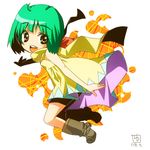  :d bad_id bad_pixiv_id bare_shoulders brown_eyes chibi full_body green_hair looking_at_viewer macross macross_frontier open_mouth ranka_lee short_hair simple_background smile solo turtleneck white_background yube 