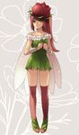  fairy flower green_eyes legs long_hair original red_hair ryou_(kimagure) solo wings 