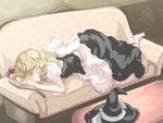  blonde_hair book couch hat kirisame_marisa nanami_sano sleeping socks solo touhou witch_hat 