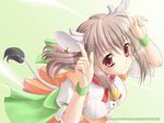  animal_ears bell copyright_request cow_bell cow_ears cow_tail horns red_eyes solo tail takashima_aki 