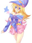  blonde_hair blue_eyes blue_leotard dark_magician_girl duel_monster hat leotard pentacle solo umitosoratomoe yuu-gi-ou yuu-gi-ou_duel_monsters 