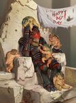  andrewryanart armor babies baby banner child group krogan looking_up lying mass_effect nude on_stomach open_mouth red_eyes scar sitting urdnot_wrex young 