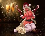  absurd_res alcohol anthro armwear belt beverage big_breasts blep blonde_hair breasts candy candy_cane celebration champagne christmas clothing digital_media_(artwork) equine fan_character female flower food friendship_is_magic gloves green_eyes hair happy hat hi_res holding_object holidays horn jewelry legwear looking_at_viewer mammal mdwines mistletoe my_little_pony new_year nipples nude open_mouth party piercing plant pussy red_skin rose santa_claus santa_hat simple_background sitting smile solo stockings thick_thighs tongue tongue_out unicorn 