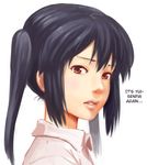  1girl black_hair brown_eyes face hard_translated k-on! lips nagian nakano_azusa realistic revision solo translated twintails 