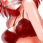  bad_id bad_pixiv_id bra breasts c-taro close-up gagged head_out_of_frame medium_breasts original red solo tears underwear 