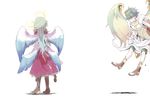  angel archangel_gabriel_(p&amp;d) archangel_michael_(p&amp;d) bad_id bad_pixiv_id blue_hair green_hair halo madocca multiple_boys puzzle_&amp;_dragons simple_background stone_tablet white_background wings 