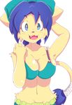  blue_eyes bra fangs female indigo_hair looking_at_viewer open_mouth solo tails375 underwear 