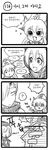  2girls 4koma :&lt; ashe_(league_of_legends) comic green_dew greyscale hat highres jewelry korean league_of_legends long_hair lulu_(league_of_legends) monochrome multiple_girls necklace ponytail scarf shaded_face sparkle sweatdrop tiara translated varus witch_hat yordle 
