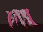  blood blue_eyes creepy cutie_mark dark female feral friendship_is_magic fur grin hair hooves invalid_color looking_at_viewer magenta_hair my_little_pony pink_fur pink_hair pinkamena_(mlp) pinkie_pie_(mlp) scratch smile solo standing unearthly-one 