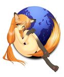  blush browser butt canine claws female firefox fox green_eyes hair human hybrid looking_at_viewer mozilla orange_hair plain_background toe_claws white_background 