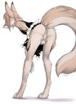  2013 balls bent_over bottomless butt canine casualfennec crossdressing digitigrade fennec fox girly maid maid_uniform male mammal perineum plain_background presenting presenting_hindquarters skirt solo truegrave9 white_background 