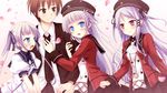  16:9 1boy 3girls arima_yousuke blush brown_hair game_cg hat hinomiya_ayari ko~cha long_hair multiple_girls purple_hair red_eyes short_hair witch&#039;s_garden witch's_garden witch_hat yukimura_akeno yukimura_suzuno 