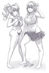  armlet bad_id bad_tumblr_id barefoot bikini breasts cleavage crop_top food headphones highleg highleg_bikini highleg_swimsuit huge_breasts long_hair lowleg_skirt monochrome multiple_girls navel nitroplus plump popsicle robert_porter sideboob super_pochaco super_sonico swimsuit twintails 