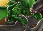  abs anthro back balls biceps claws close_eyes cum cum_in_mouth cum_inside cum_on_balls cum_on_penis cum_string cumshot dragon duo erection fangs fellatio gay green_dragon green_skin grey_skin grin gripping hair holding horn krahnos krahnos_(artist) leaking licking looking_pleasured male muscles nude o_face open_mouth oral oral_sex orange_eyes orgasm orgasm_face pecs penetration penis precum reptile scales scalie sex sheath slit smile sucking teeth toned tongue tongue_out vein western_dragon wings 