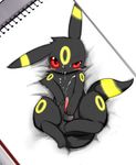  balls black_fur blush cum cum_on_chest cum_on_face cute eeveelution erection feral fur looking_at_viewer lying male markings nintendo on_back penis pok&#233;mon pok&eacute;mon red_eyes red_penis solo tongue tongue_out umbreon video_games yellow_markings zefi3409 