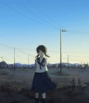  bad_id bad_pixiv_id brown_eyes brown_hair city hanno highres landscape looking_at_viewer original power_lines school_uniform serafuku short_hair sky socks solo telephone_pole twintails 