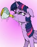  cum drinking equine female feral friendship_is_magic hair half-closed_eyes horn horse mammal messy monochrome my_little_pony pony solo stradivarius suggestive twilight_sparkle_(mlp) winged_unicorn wings 