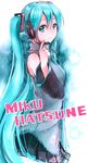  character_name detached_sleeves green_eyes green_hair hatsune_miku headphones kirisawa_saki long_hair looking_at_viewer profile smile solo twintails very_long_hair vocaloid 