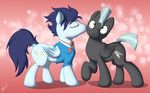  blue_hair blush bow_tie cheek_kiss couple cutie_mark derp_eyes duo equine eyes_closed friendship_is_magic gay grey_hair hair horse jacket kissing male mammal mohawk my_little_pony pegasus pony skipsy soarin_(mlp) standing thunderlane_(mlp) tuxedo two_tone_hair wings wonderbolts_(mlp) 