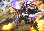  armored_core armored_core:_verdict_day armored_core_5 azul_(ze-l) bad_id bad_pixiv_id cable cloud cloudy_sky debris fire glowing gun heat light machinery mecha melting missile motion_blur n-wgix/v no_humans realistic rifle science_fiction sky spoilers weapon white_glint wire 