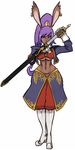  animal_ears blue_eyes boots breasts bunny_ears cropped_jacket dark_skin earrings final_fantasy final_fantasy_tactics fusion hoop_earrings jewelry knee_boots large_breasts long_hair midriff navel pantaloons pointy_shoes ponytail purple_hair scathegrapes shantae_(character) shantae_(series) sheath shoes solo sword underboob unsheathing viera weapon wide_hips 