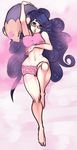  barefoot big_hair black_hair boyshorts breasts covered_nipples from_above gen_5_pokemon glasses long_hair lying makomo_(pokemon) musharna navel on_back pokemon pokemon_(creature) pokemon_(game) pokemon_bw purple_eyes scathegrapes semi-rimless_eyewear toes under-rim_eyewear wavy_hair wide_hips 