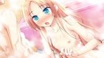  16:9 1boy 1girl arima_yousuke blonde_hair blue_eyes blush game_cg hatano_ririko ko~cha long_hair nipples nude wet witch&#039;s_garden witch's_garden 