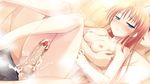  16:9 1boy 1girl arima_yousuke bath blonde_hair blue_eyes blush breasts brown_hair censored collarbone cum game_cg hatano_ririko ko~cha long_hair mixed_bathing nipples nude penis short_hair steam wet witch&#039;s_garden witch's_garden 