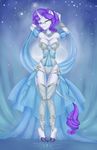  blue_eyes bracelet breasts cleavage cloth clothed clothing cloven_hooves corset equine eyes_closed female friendship_is_magic hair horn horse jewelry mammal misukitty my_little_pony necklace pony purple_hair rarity_(mlp) silk silver solo sparkles standing unicorn 