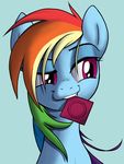  blue_background blue_fur colored condom condom_in_mouth edit equine female feral friendship_is_magic fur hair half-closed_eyes hazama horse long_hair mammal multi-colored_hair my_little_pony plain_background pony purple_eyes rainbow_dash_(mlp) rainbow_hair solo stoic5 